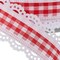 RG Ribbon: 1.5" Red and White Gingham Scalloped Lace Edge Ribbon for Bows, Wreaths, Crafts and Decorations